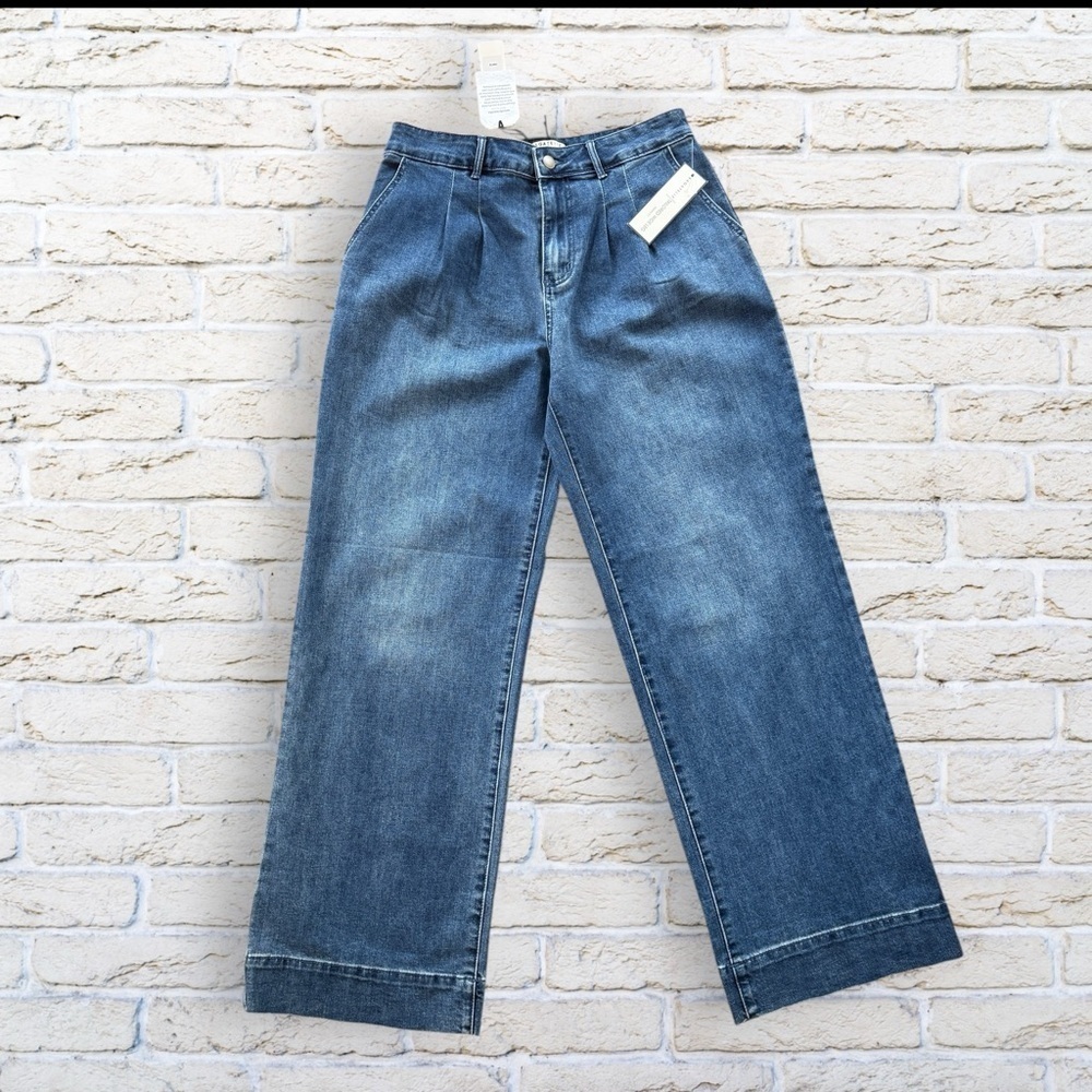 NWT Bagatelle Collection Wide Leg Tailored High Rise Denim Blue Jeans 28